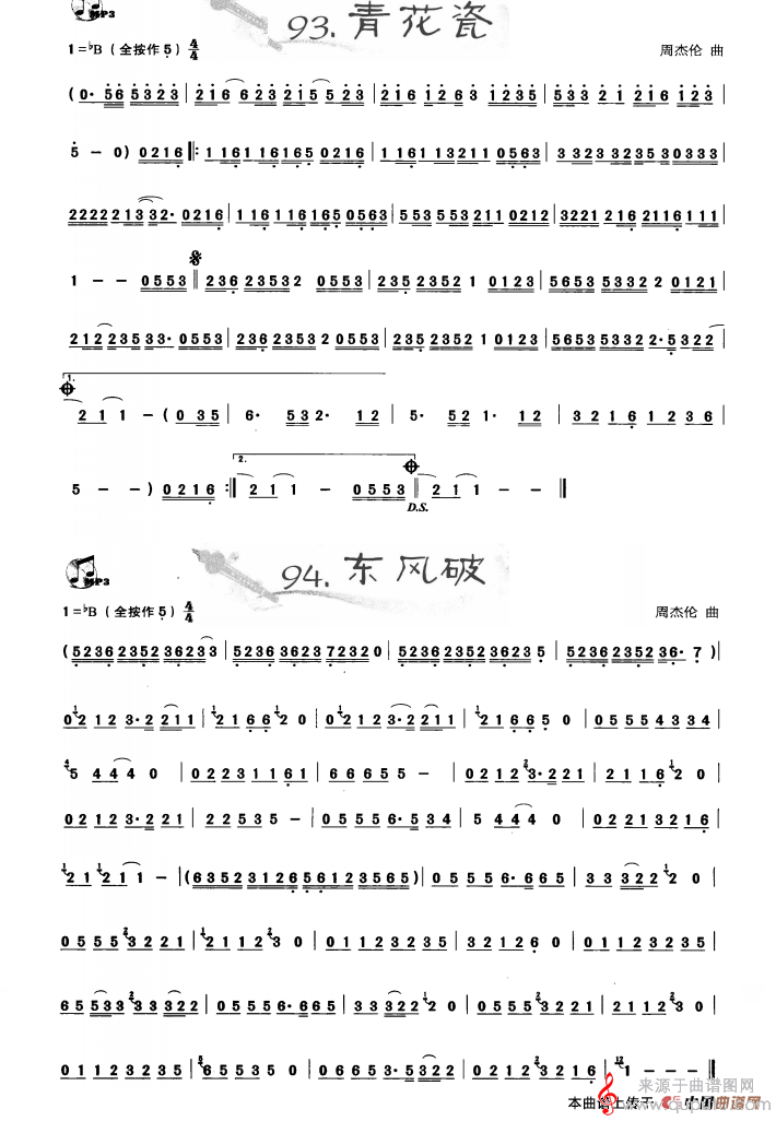 青花瓷 东风破简谱（周杰论曲）