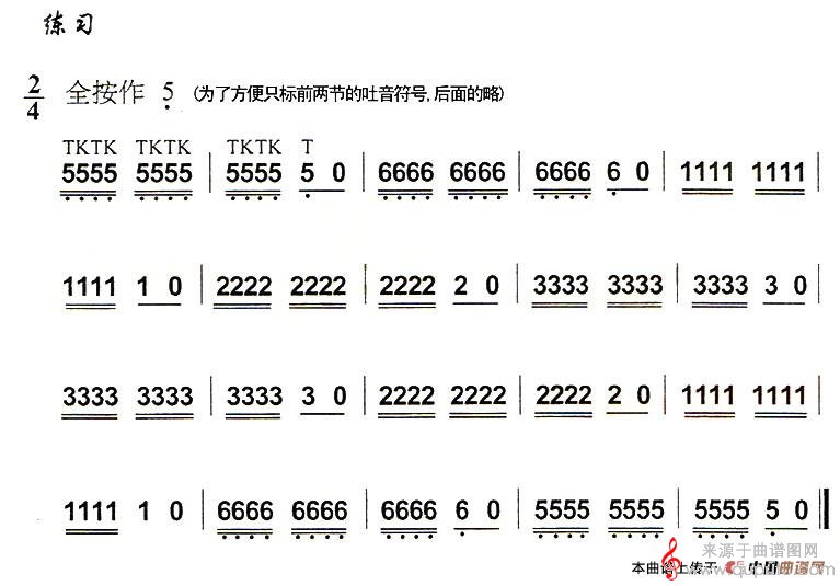 多吐音练习简谱（多吐音练习葫芦丝技巧练习之十）