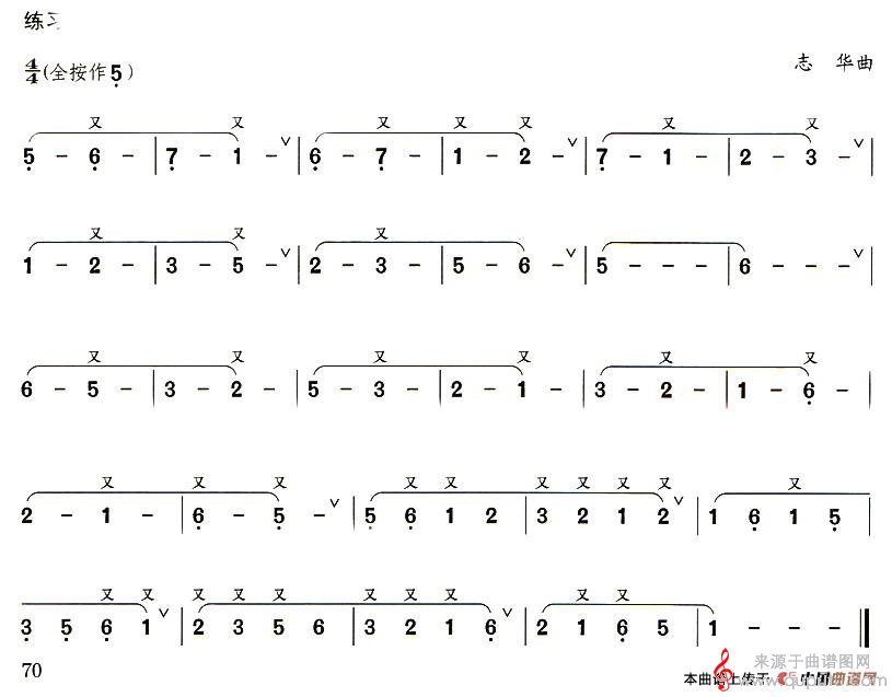 叠音简谱（叠音葫芦丝技巧练习之四）