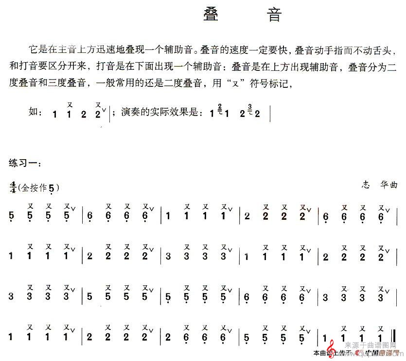 叠音简谱（叠音葫芦丝技巧练习之四）