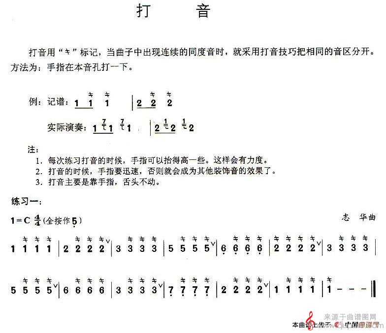 打音简谱（打音简谱葫芦丝技巧练习之一）