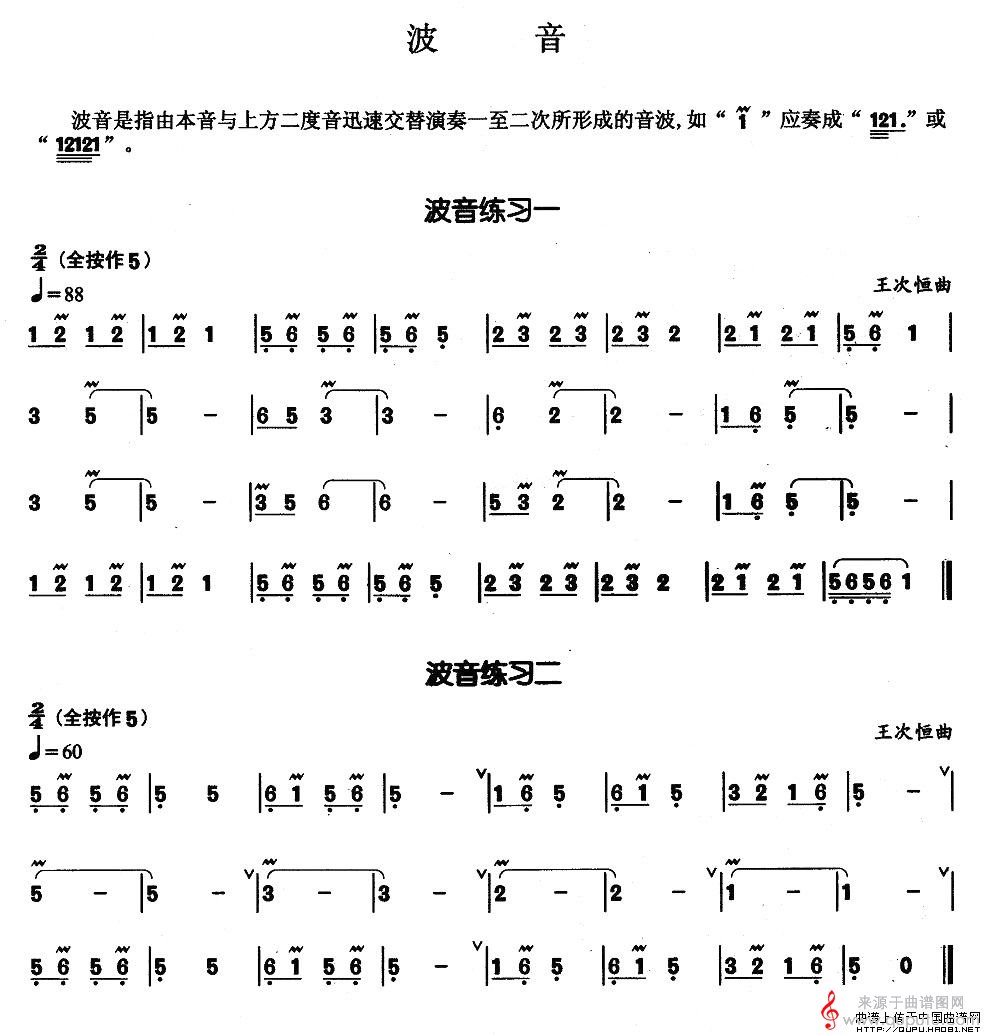波音简谱（波音葫芦丝基本技巧练习曲）