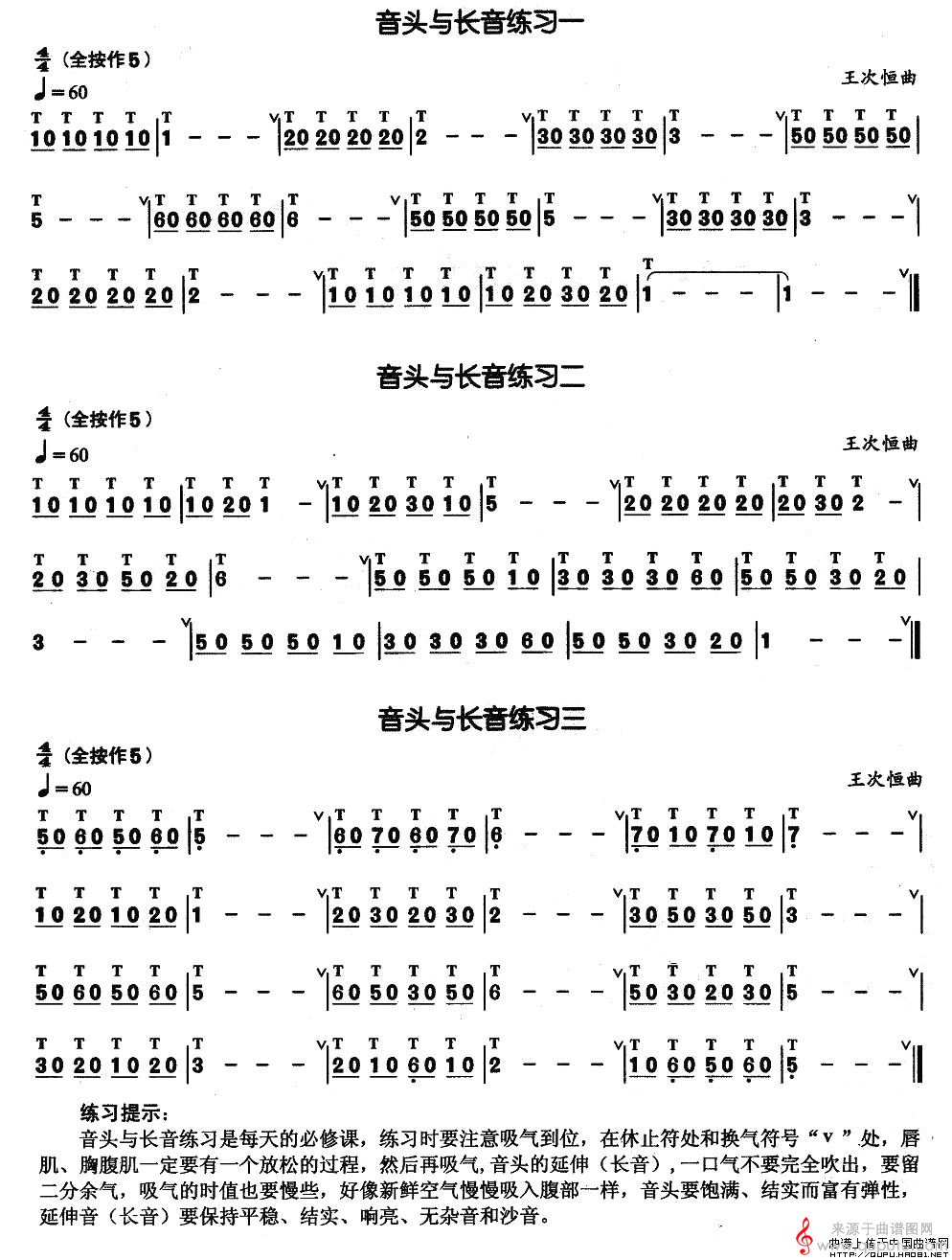 音头简谱（音头葫芦丝基本技巧练习曲）